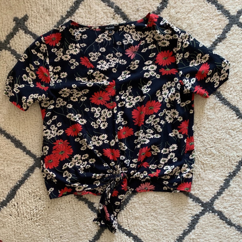 Novel Tie-Front Top in Prairie Posies